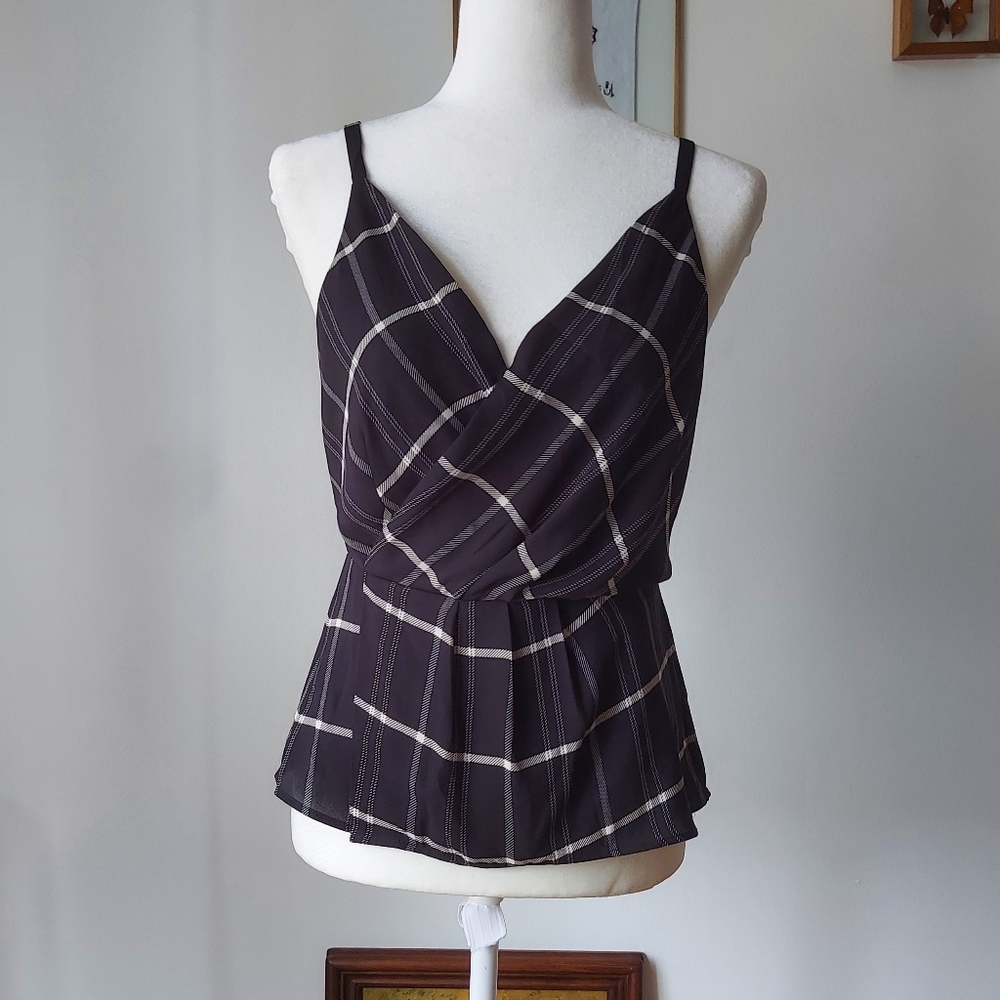 Cabi Black and White Plaid Women's Tank Top Lined Size US 0 (XS-S)